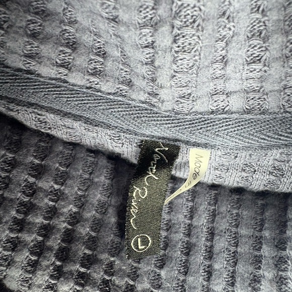 Marsh River Nightshadow Blue Waffle Knit Cowl Neck Pullover Top Size L - Picture 7 of 7